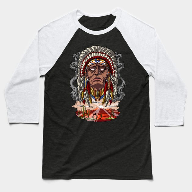 Native American Chief Baseball T-Shirt by underheaven